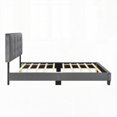 thumbnail image 2 of 1pc Full Platform Bed with Dark Gray Velvet Upholstery & Adjustable Headboard in Solid Wood, 2 of 8