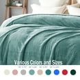 thumbnail image 4 of Exclusivo Mezcla Twin Size Jacquard Weave Wave Pattern Flannel Fleece Velvet Plush Bed Blanket as Bedspread/Coverlet/Bed Cover (90" x 66", Celadon), 4 of 7