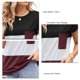 thumbnail image 5 of Camiseta de Mujer Cuello Redondo Manga Corta Contraste Color Top Camiseta cómoda para Fiesta Oficina Vino Rojo L, 5 of 6