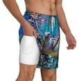 thumbnail image 2 of Sigee Sea Turtle Swims Print Mens Swim Trunks with Compression Liner Quick Dry Swim Stretch Beach Shorts with Pockets,S-3XL, 2 of 7