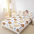 thumbnail image 3 of Erosebridal Cute Animal Capybara Kid Queen Sheet Sets, Blue Flower Bed Set, White, 4pcs, 3 of 5