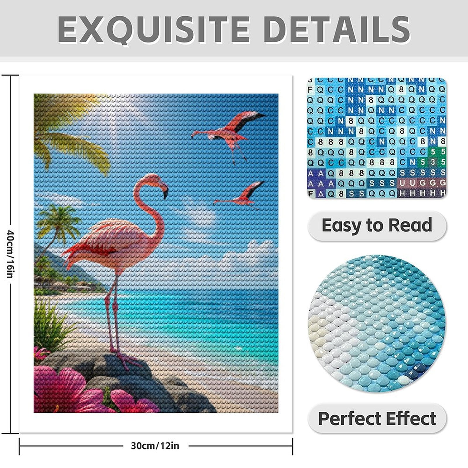 Diamond Art Kits for Adults - 5d Tropical Beach Flamingos Palm Sky Diamond Painting for Adults, Diamond Art for Adults Beginners, Diamond Painting Kits for Adults for Home Wall Decor