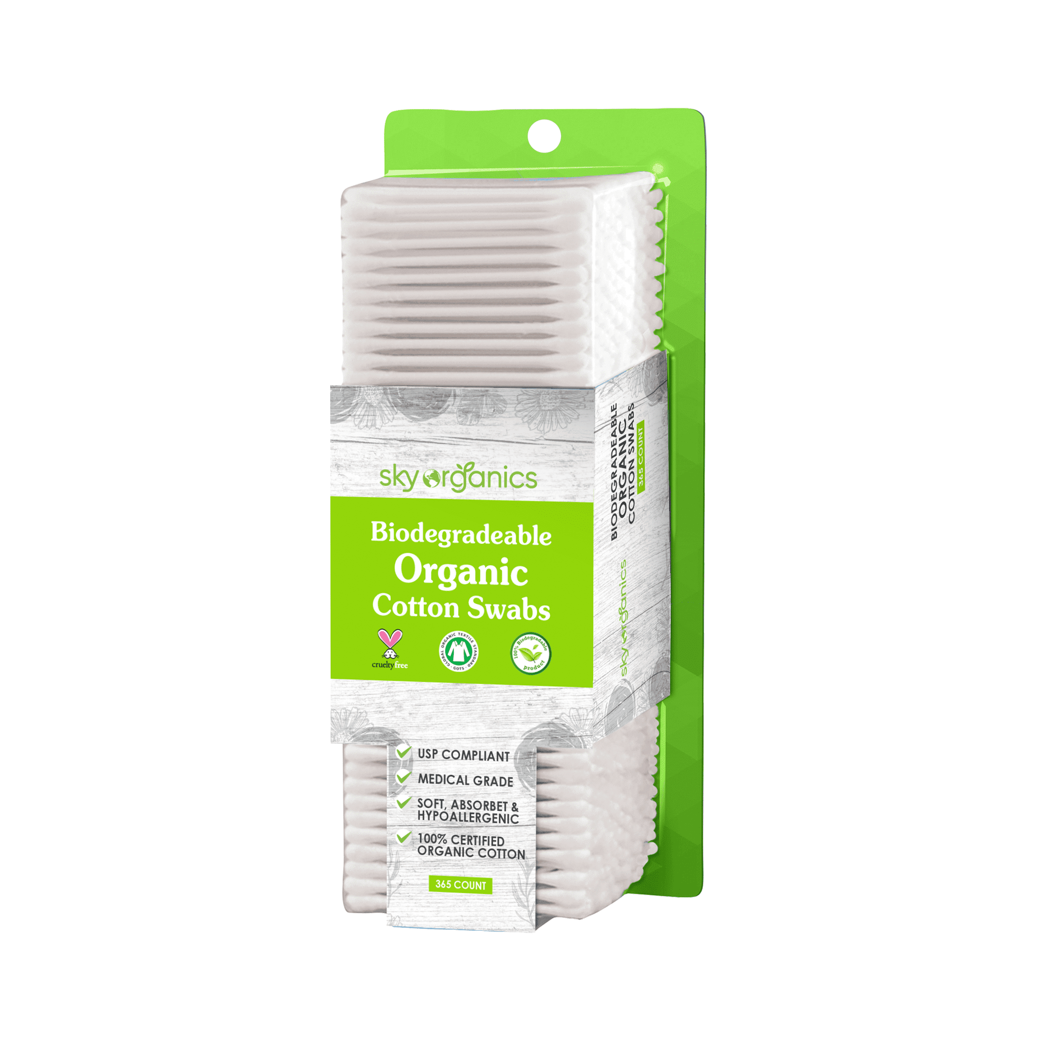 Sky Organics Organic Cotton Swabs, 375 Count
