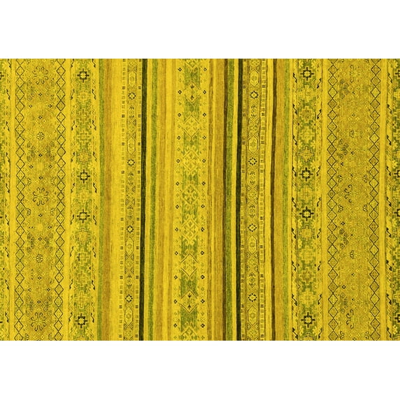 Ahgly Company Indoor Rectangle Abstract Yellow Modern Area Rugs, 4' x 6'