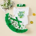 thumbnail image 4 of Kiijoy Newborn Girls St Patrick's Day Outfits Short Sleeve Romper Tutu Skirt Headband Set, Sizes 0-3M, 4 of 8