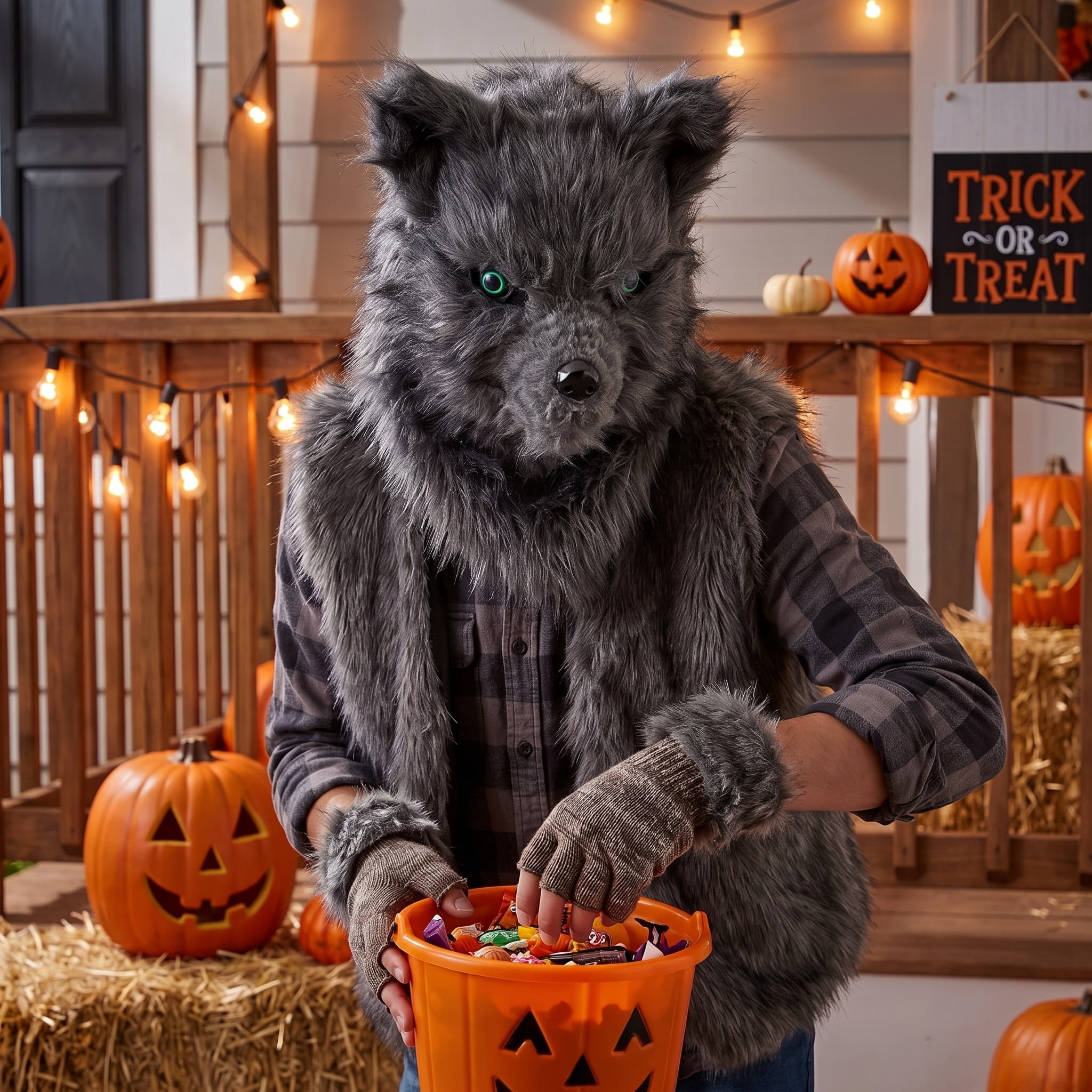 Animalistic Wolf Mask Costume Accessory for Adults, Gray, Halloween by Way To Celebrate