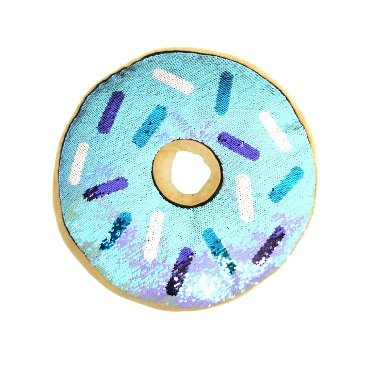 Blue Pink Sprinkle Donut Reversible Sequin Plush Throw Pillow Cushion Fun Kids Room Decor Walmart