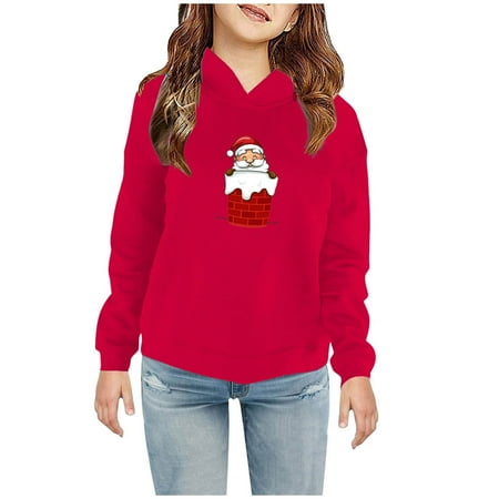 

GERsome Toddler Boys Girls Christmas Sweatshirts Hoodies Santa Claus Pullover Tops Kids Hooded Sweaters Xmas Outerwear