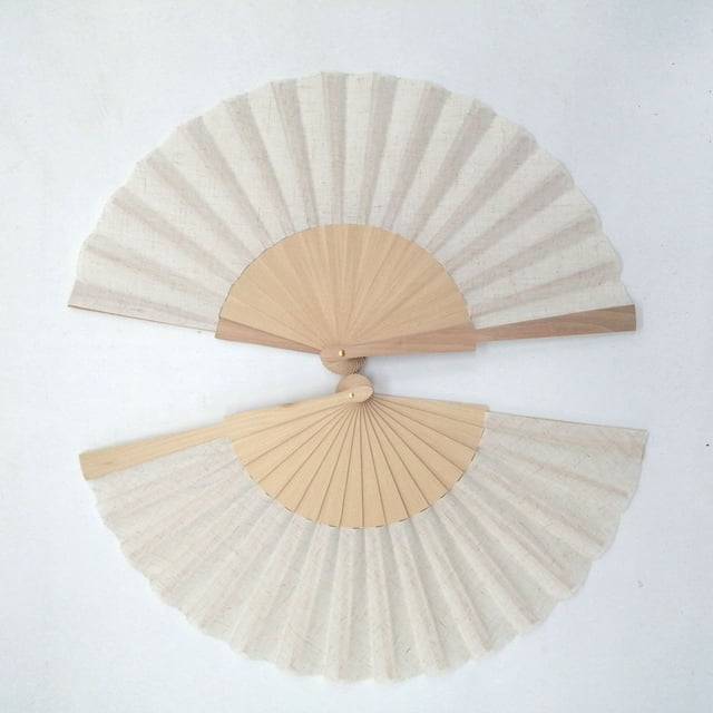 2 Pieces Handheld Fan Folding Fabric Hand Folding Fans Craft Fan Decoration Fan Gift Fan with Drawstring Bags
