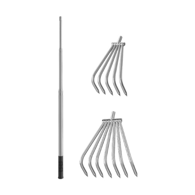 Rastrillo de jardín de acero inoxidable, versátil, ergonómico, para hojas y paisajismo. 5 y 7 dientes