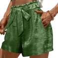 thumbnail image 5 of Pounoo Women's Shorts Drawstring Bow Satin Casual Bottoms Party Night Style Lightweight Shiny Relaxed Fit Gift, 5 of 6