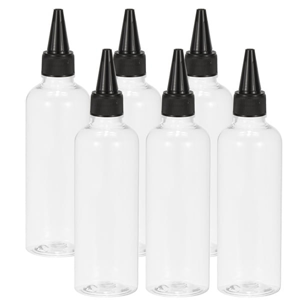Uxcell 6 Pcs 3.4oz(100ml) Botella Plástica Dispensadora con Tapa de Giro Negra, Transparente