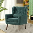 thumbnail image 2 of Modern Accent Living Room Chairs Comfy Chenille Fabric Upholstered Foam Filled Mid Century Arm Chairs for Living Room, Reading Room, Bedroom,Blackish Green, 2 of 9
