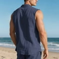 thumbnail image 5 of Kilaqueen Cotton Linen Mens Shirts Button Down Lapel Solid Color Sleeveless Tank Tops Lightweight Casual Spring Summer Soft Tops with Chest Pocket, 5 of 9