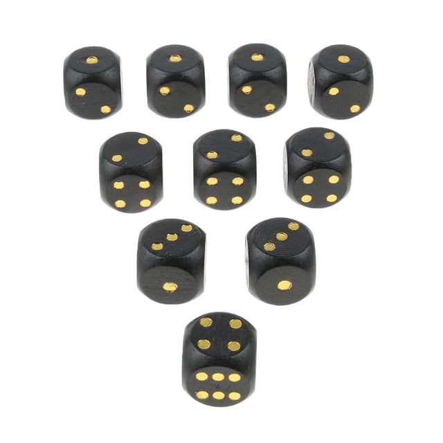 10 dados de madera D6 punteados para juegos de mesa D&D TRPG, suministros para fiestas y casinos. Negro
