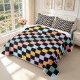 thumbnail image 3 of Manfei Classic Plaid Quilt Full,Vintage Checkered Full Bedspread Sets,Black Orange White,3 Pieces,1 Coverlet and 2 Pillowcases, 3 of 7