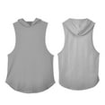 thumbnail image 4 of JTieacloth Men's Shirts Men Solid Color Brushed Camisole Hooded Sleeveless Sports Fitness Breathable Vest Casual Loose Comfortable Vest, 4 of 4