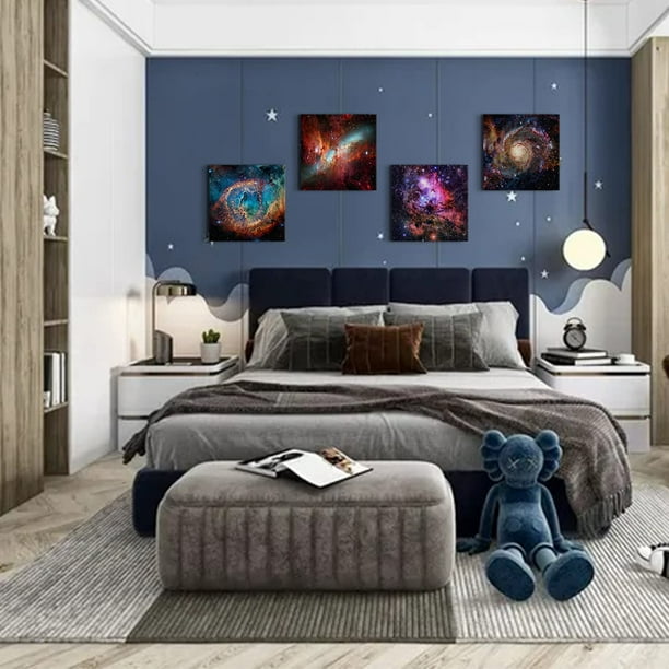Space Decor for Boys Room Galaxy Canvas Pictures Nebula Wall Art