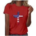 thumbnail image 2 of Zorckvet Womens Short Sleeve Shirts Summer Tops 4th of July American Flag Fashion Round Neck Blouses for Women, 2 of 5