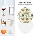 thumbnail image 6 of Lsque Watercolor Bright Sunflowers Pattern 4" Drink Coasters Set of 4, PVC Leather Absorbent Coasters, Table Coaster Set Decorative Coffee Cup Coasters Housewarming Gift -Hexagon, 6 of 6