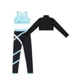 thumbnail image 4 of JanJean Girls Dance Outfit 3 Piece Gymnastics Set Training Bra with Turtleneck Crop Top and Yoga Light Blue 12, 4 of 7