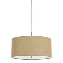 FX-3627-1P Cal Lighting Addison-Three Light Pendant in Casual Style-18 Inches Wide by 11.5 Inches High-Chrome Finish-Burlap Shade Color   -Traditional