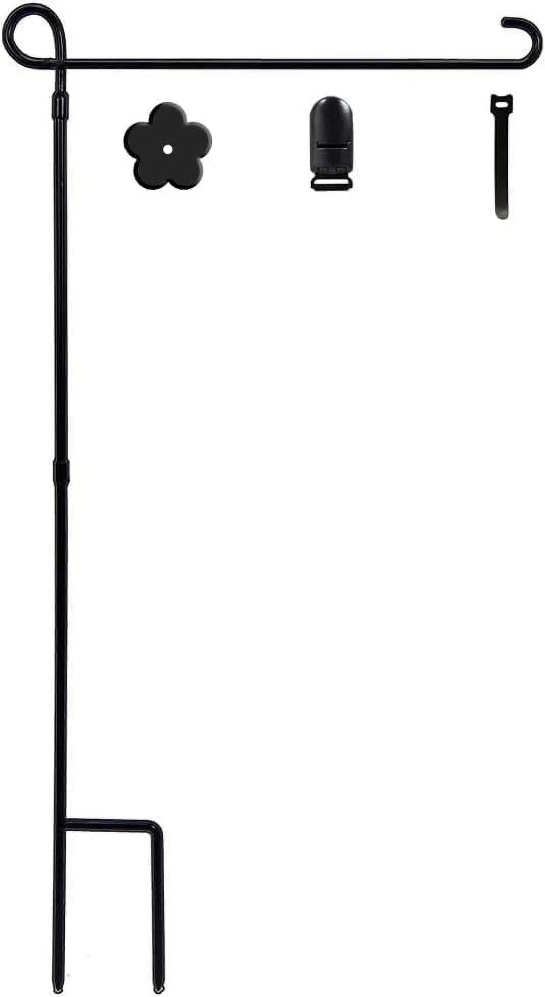 2PC Garden Flag Holder Stand, Premium Yard Flag Holder Weather-Proof Metal Powder-Coated Flagpole with Clip and Stopper for American Flag, Fall Garden Flag, Outdoor Garden Decor