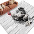 thumbnail image 2 of 5x7 Washable Area Rug, Welcome Non-Slip Large Rectangle Rug for Living Room Bedroom, Farmhouse Country Rooster Rustic White Wood Grain Indoor Floor Mat for Home Decor, 2 of 9