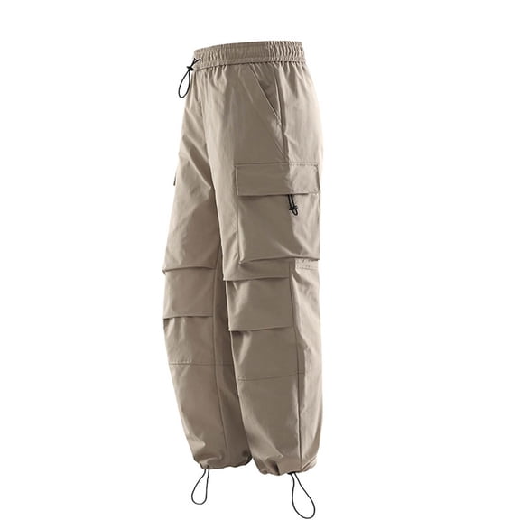 Men'S Baggy Cargo Pants Casual Parachute Pants Relaxed Fit Waterproof For Daily Wear‌ Outdoor Hiking Drawstring Trousers