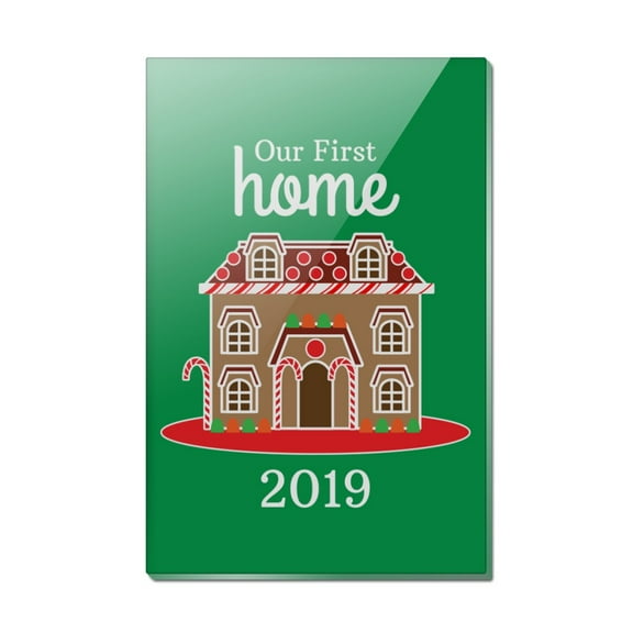 Our First Home 2019 Gingerbread House Rectangle Acrylic Fridge Refrigerator Magnet