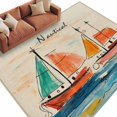 thumbnail image 2 of Nautical Boat, Area Rug 5x8 FT, Non Slip Bedroom Throw Carpet, Coastal Sailing Ship Ocean Painted Sea Washable Soft Floor Carpet Non-Shedding Rug for Living Room Nursery Dorm Office, 2 of 9