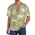 thumbnail image 3 of Xecao offers the Cute Rabbit And Flower for Men's Casual Short-sleeved Shirt, a button-up collared shirt with a pocket, perfect for beach vacations and yacht travel in the 3X-Large size., 3 of 7