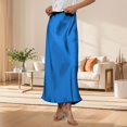 thumbnail image 2 of LWavelet Satin Maxi Skirt Women Elegant Evening Party Flowy Versatile Bottoms Sky Blue M, 2 of 5