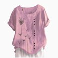 thumbnail image 1 of Heliisoer Hauts pour Femmes, Liquidation d'Été Femmes Décontracté Imprimé Manches Courtes Col Rond Grande Taille T-Shirt Haut Blouse, 1 of 5