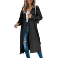 thumbnail image 2 of Double Breasted Spring Fall Women Solid Color Lapel Long Casual Trench Coat, 2 of 7