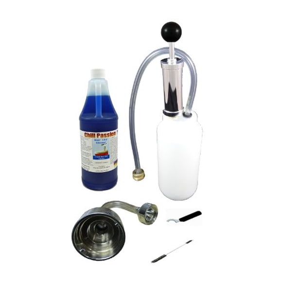 Draft Warehouse Premium Beer Line Cleaning Kit with 32-Ounce Cleaning Liquid, Includes Easy Cleaning Attachment, Chrome