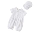 thumbnail image 2 of LYHaoo Baby Boys Summer Outfits Long Sleeve Romper With Hat Casual White Jumpsuit For 0 12 Months Soft Breathable Fabric Everyday Wear Boys Outfit Sets Sizes (0-3 Months), 2 of 7