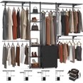 thumbnail image 4 of Closet System with Drawers, Closet Organizer System Storage with Shelves, 96'' Walk-in Closet with 5 Hanging Rods, Heavy Duty Wall Mounted Clothes Wardrobe Garment Rack, Metal Frame,, 4 of 8