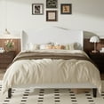 thumbnail image 2 of Amolife Full Bed Frame with Velvet Upholstered Wingback Headboard, Personalized Platform Bed, No Box Spring Required, White, 2 of 10