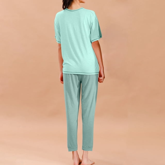Odeerbi 2-16 Años Niños Niñas Pijamas de Verano de Algodón de Manga Corta Tops Pantalones Conjunto de Dos Piezas de Pijama Con Estampado Suave
