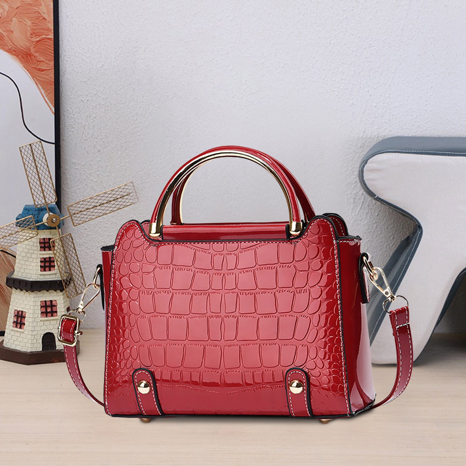 LONGshukeji Crocodile Crossbody Shoulder Bags for Women, Trendy Purse for Phone, Womens Top Handle Clutches Handbags
