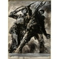 thumbnail image 2 of Rowland Hilder 11x14 Gold Ornate Wood Frame and Double Matted Museum Art Print Titled - A British Soldier and a Russian Soldier with Rifles Raised (Between 1939 and 1946), 2 of 4