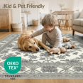 thumbnail image 4 of ODIKA 9'x12' Washable Area Rug Beige Border Delicate Repeating Blooms Balanced Farmhouse Entryway for Master Suite, California King, Under Bed, Non-Shedding, Easy Care, 4 of 7