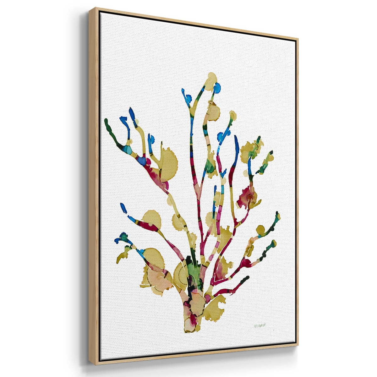 Sea Coral III Framed Premium Gallery Wrapped Canvas - Ready to Hang - 25 x 37 - Natural Wood Floating Frame