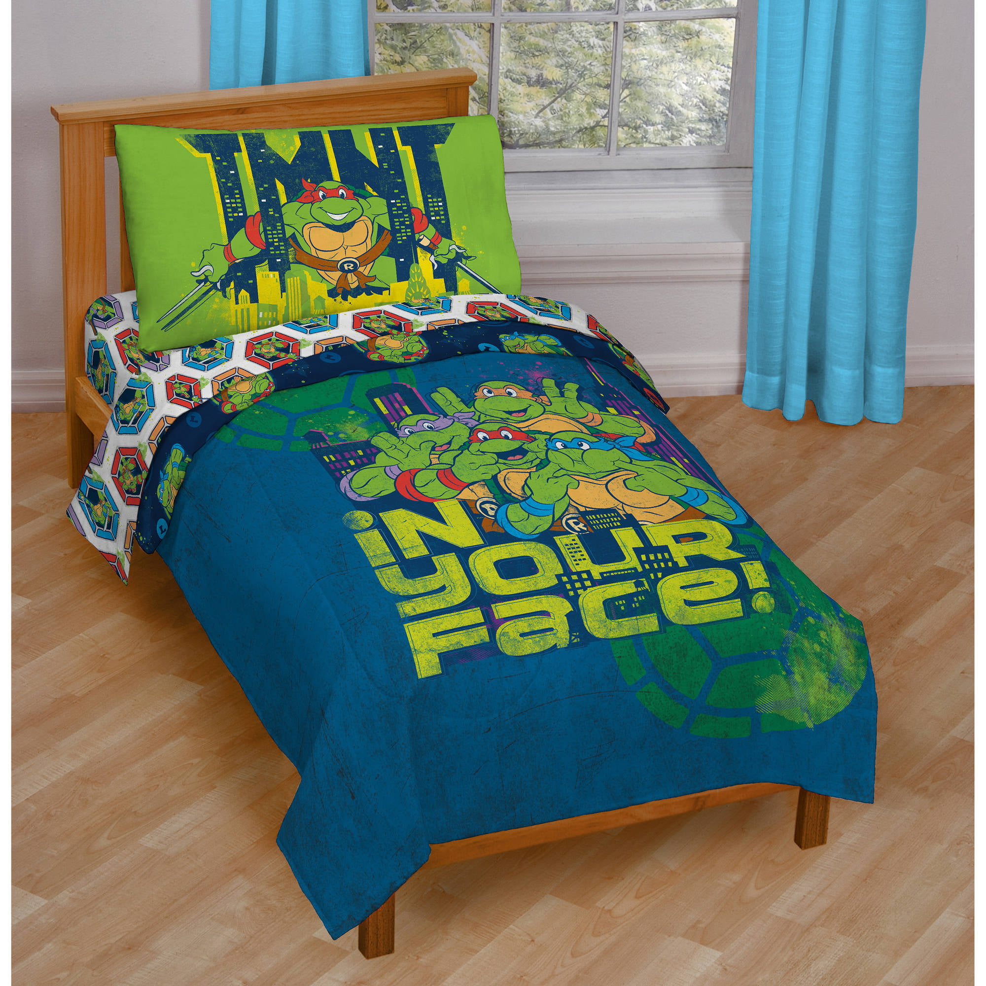 TMNT Ninja Turtles Turtle Toddler Bedding Set 4pc Microfiber Bed Comforter Set