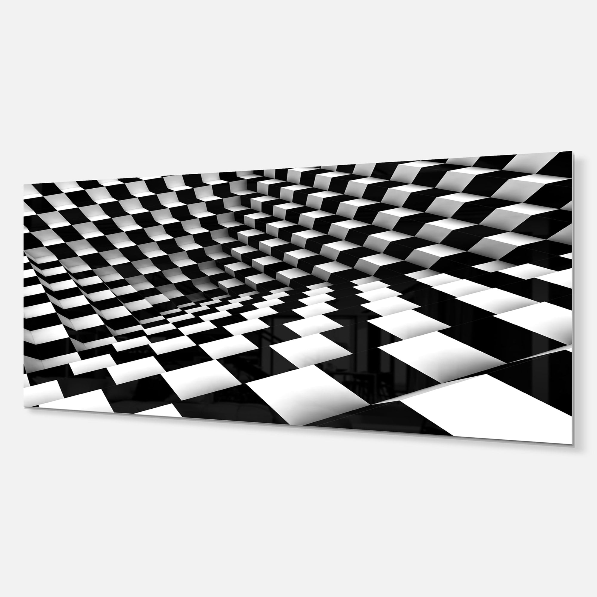 Designart 'Optical Black and White Pattern ' Abstract Metal Wall Art
