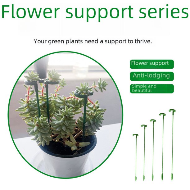 Soporte para flores para balcón, soporte para macetas, soporte para flores, varilla fija con protección anticaídas, soporte para hojas