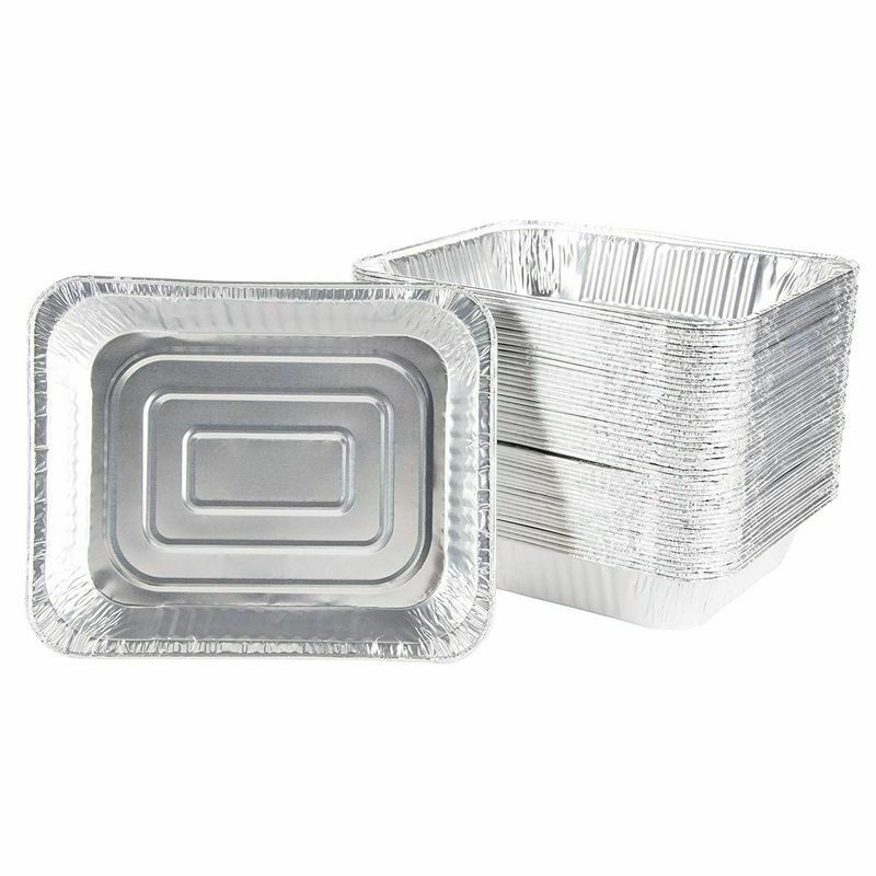 50Pack Disposable HalfSize Baking Aluminum Foil Pans Tins 12.5"x2.25