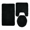 thumbnail image 3 of Queen Mary Bath Rugs 3 Piece Bathroom Rug Set, Luxury Soft Plush Bath Mat, Countour Rug, Toilet Seat Lid Cover, Non-Slip, Floor Mats Water Absorbent - Black, 3 of 3