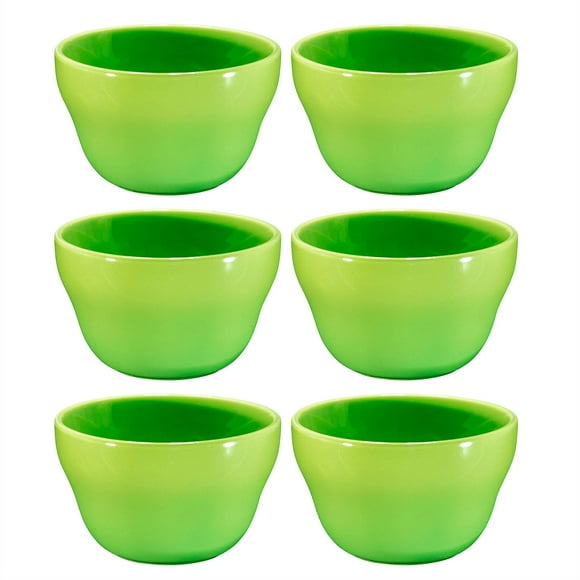 Ceramic 8 Oz Dessert Bowls - Set of 6 (Gradient Green)
